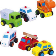 DŘEVO Autíčko 10cm baby set 6ks doplněk k vláčkodráze *DŘEVĚNÉ HRAČKY*
