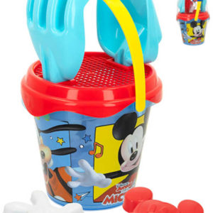 Sada na písek Disney Mickey Mouse kyblík 13cm se 2 nástroji a formičkami