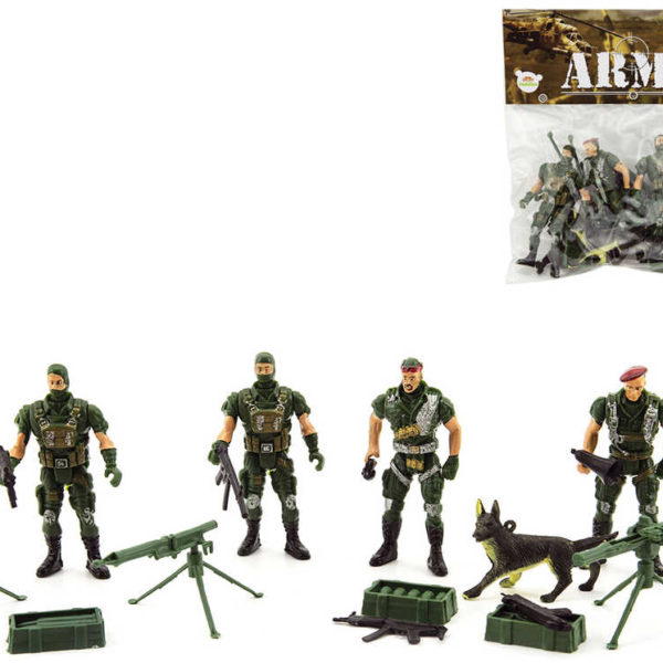 Vojáci army herní set 4 figurky vojenské se zbraněmi a doplňky CZ design plast