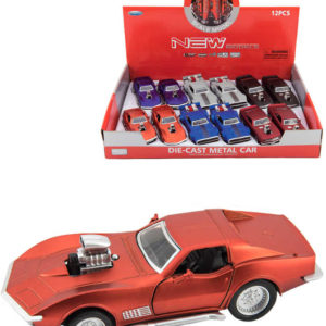 Auto sportovní kovový model 12cm zpětný chod na baterie 3 druhy Zvuk