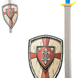 Meč dětský soft pěnový set se štítem 75cm malý rytíř v síťce