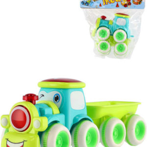 Vláček veselý s obličejem set mašinka s vagonem 20cm na setrvačník plast