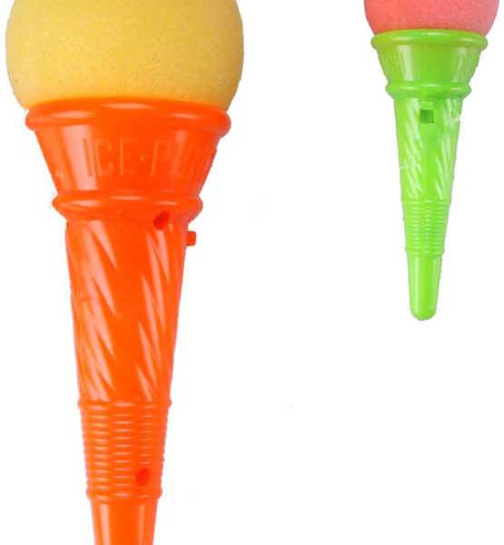 Vystřelovací zmrzlina set kornout + soft balonek pěnový 2 barvy plast