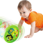 Válec baby nafukovací transparentní 43x20cm edukační set se 3 míčky pro miminko