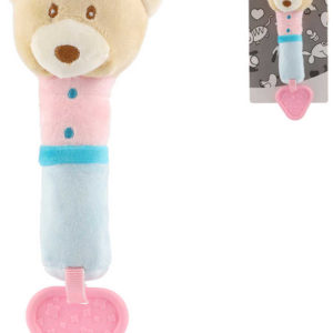 PLYŠ Pískátko s kousátkem baby medvěd 23cm béžový pro miminko