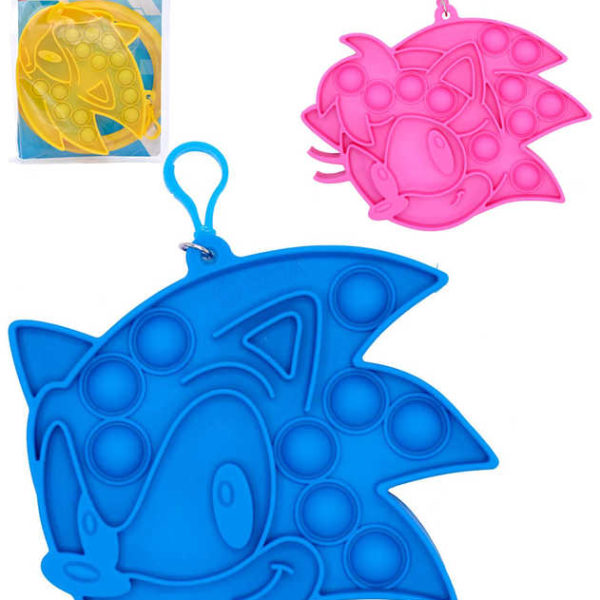 Hra Pop It antistresová klíčenka Bubble Pops Ježek Sonic silikon 3 druhy