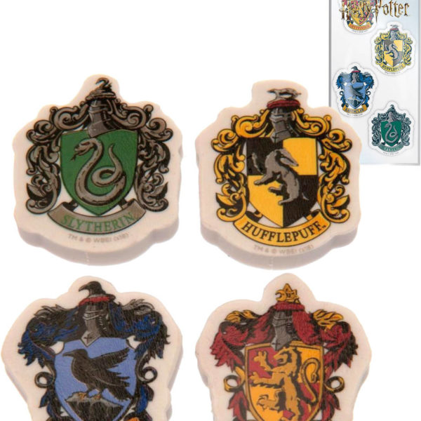 Mazaci guma tvarovaná erb kolejí Harry Potter set 4ks blister