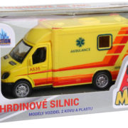 Auto ambulance kovová zpětný chod 10cm sanitka v krabici 2 barvy