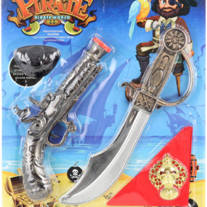 Pirátský dětský set bambitka s mačetou a doplňky 5ks plast na kartě