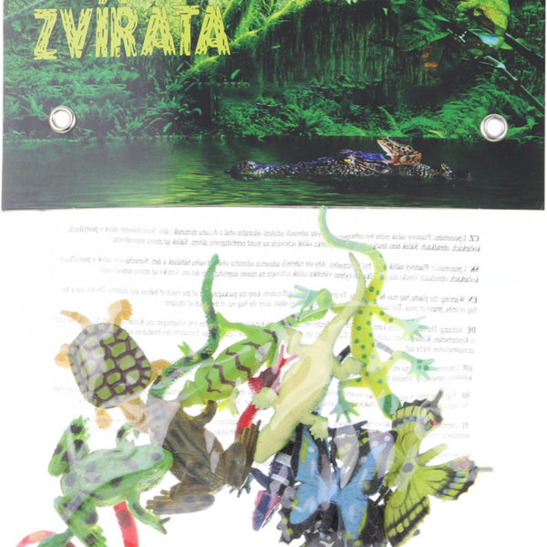 Zvířata z pralesa 4cm plastové figurky zvířátka divoká set 12ks v sáčku