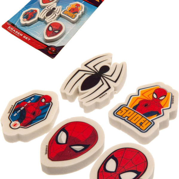 Guma mazací tvarovaná Spiderman set 5ks dětské školní potřeby na kartě