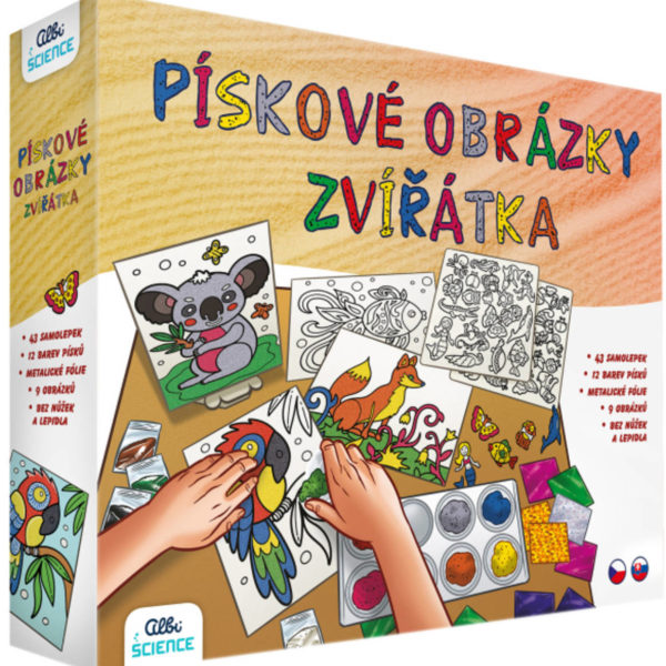 ALBI Pískování Zvířátka kreativní sada pískové obrázky se samolepkami