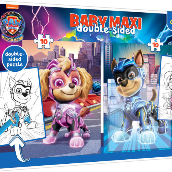 TREFL PUZZLE MAXI Oboustranné Paw Patrol 30x40cm 2x10 dílků s omalovánkou 2v1