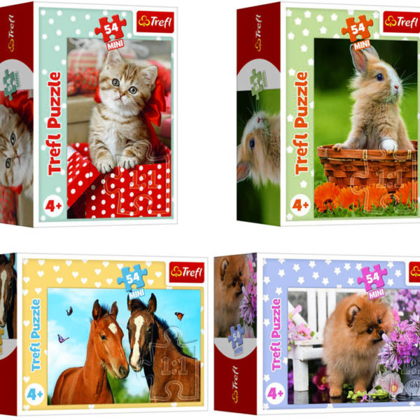 TREFL PUZZLE Mini Zvířátka mláďata 20x13cm 54 dílků skládačka 4 druhy