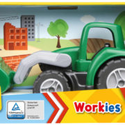 LENA Workies auto traktor baby 14cm pracovní stroj se lžící zelený plast