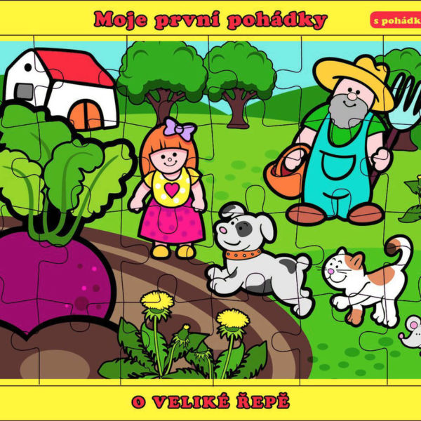 PUZZLE O Veliké řepě 24 dílků skládačka v rámečku s pohádkou 2v1