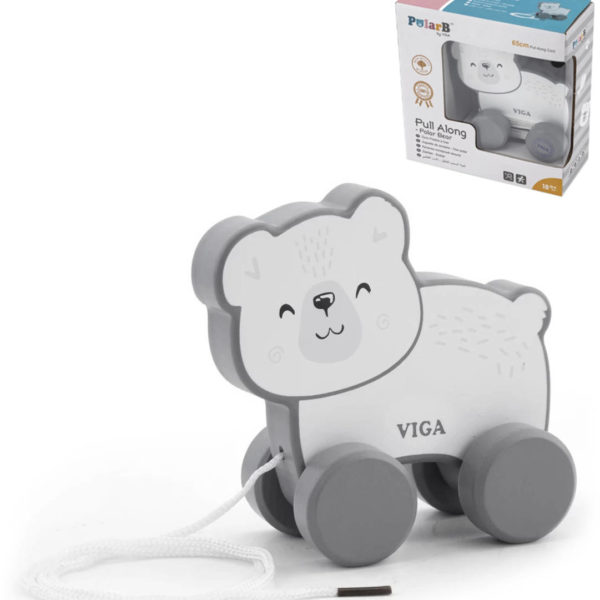 VIGA DŘEVO PolarB Tahačka baby lední medvěd tahací *DŘEVĚNÉ HRAČKY*