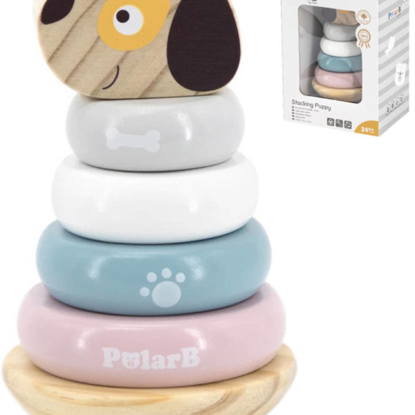 VIGA DŘEVO PolarB Pyramida baby Štěňátko pes navlékací věžička