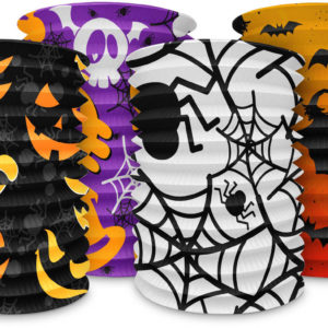 Lampion válec Halloween na svíčku krčený papír 4 druhy v sáčku