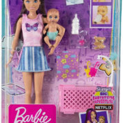 MATTEL BRB Panenka Barbie chůva set s miminkem a doplňky na spinkání