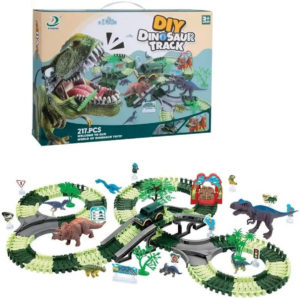 Dino dráha variabilní 217ks herní set s autíčkem a dinosaury na baterie