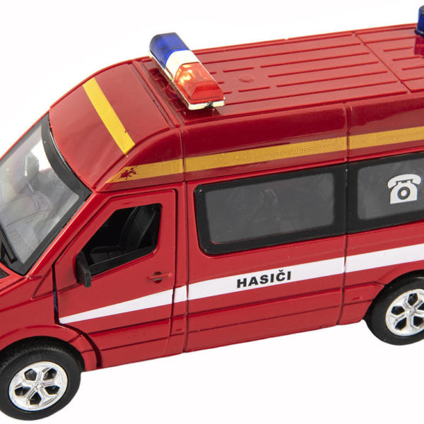 Auto hasiči zpětný chod kovový požární vůz záchranáři 112 na baterie Světlo Zvuk