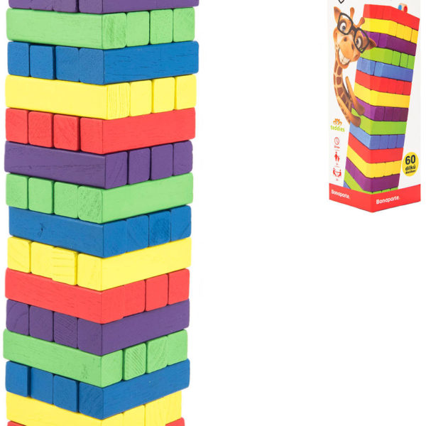 BONAPARTE DŘEVO Hra věž Jenga barevná 60 dílků *SPOLEČENSKÉ HRY*