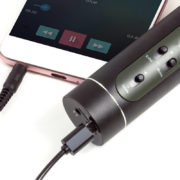 Mikrofon Karaoke Bluetooth černý bezdrátový na baterie USB kabel v krabici