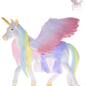 Jednorožec bílý duhový s křídly 22cm figurka plastová v sáčku