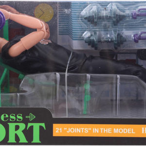 Panáček kloubový fitness sportovec panák set s lavicí a činkami plast