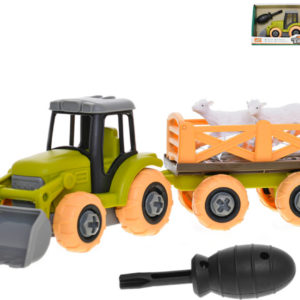 Traktor s vlečkou montážní šroubovací set s nástrojem a ovečkami volný chod