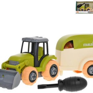 Traktor s přívěsem montážní šroubovací set s nástrojem a koníkem volný chod