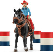 SCHLEICH Kovbojský závod kolem barelů set figurka s koněm a doplňky plast