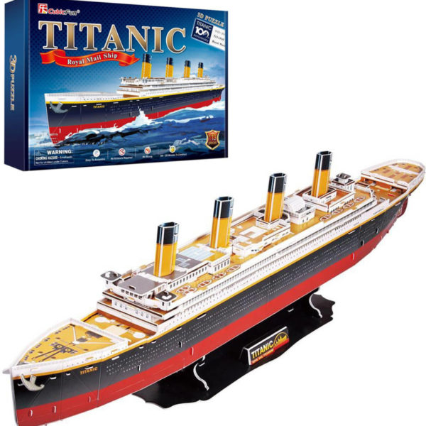 CubicFun Puzzle zaoceánský parník Titanic 3D skládačka 113 dílků v krabici