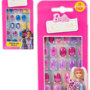 Nalepovací umělé nehty Barbie dětské třpytivé set 24ks 2 druhy v krabici