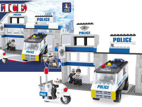 AUSINI Stavebnice kostky policejní stanice Policie Set v krabici 286 dílků