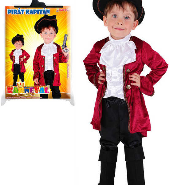 KARNEVAL Šaty kapitán Hook vel. M (6-8 let) set s kloboukem KOSTÝM