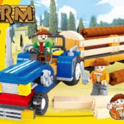 AUSINI Stavebnice FARMA traktor s vlečkou 220 dílků + 2 figurky plast