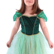 KARNEVAL Šaty zimní princezna Anička zelený vel.L (128-156cm) 8-12 let KOSTÝM
