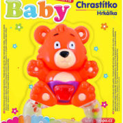 Chrastítko plastové baby medvěd s držátkem 2 barvy pro miminko