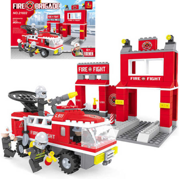 AUSINI Stavebnice kostky hasičská stanice Fire Brigade set v krabici 301 dílků