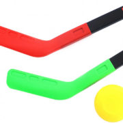 Hokejky plastové barevné dětské set 2ks s pukem