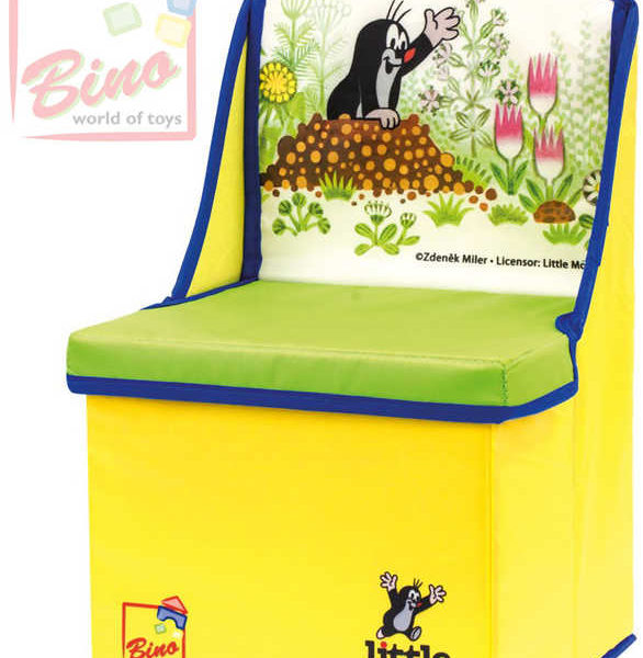 BINO KRTEK Krabice na hračky box 2v1 dětská židlička Krteček žlutá plast karton