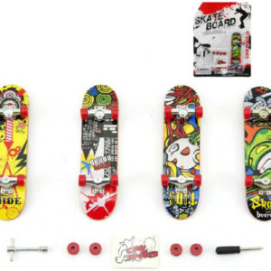 Skateboard psrtový 10cm set s nástroji k sestavení různé druhy na kartě plast