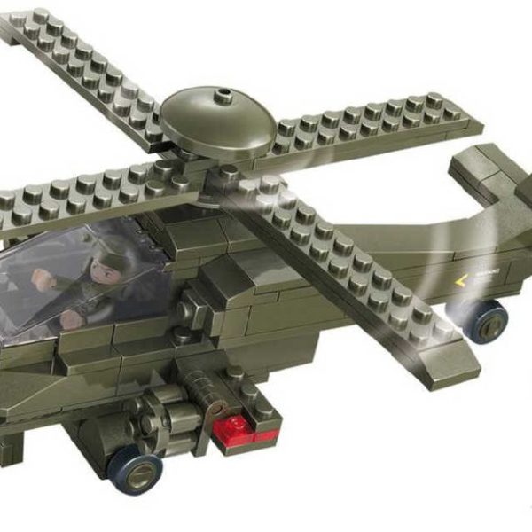 SLUBAN Stavebnice ARMY útočná helikoptéra G7 set 204 dílků + 2 figurky plast