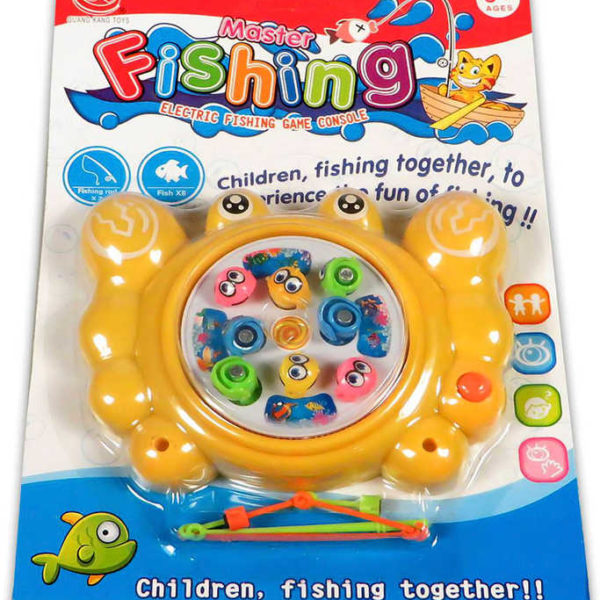 Hra Rybky dětský rybolov magnetický set se 2 udicemi na kartě plast Zvuk 3 barvy