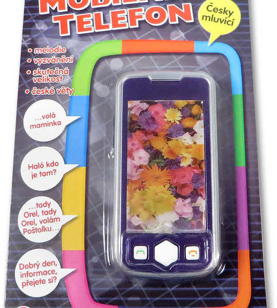 Telefon dětský mobilní 3D skutečná velikost dotykový plastový na baterie CZ Zvuk