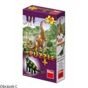 DINO Puzzle 60 dílků Dinosauři 6 druhů + figurka dinosaura