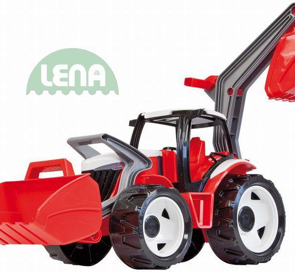 LENA Traktor plastový se lžící a bagrem červeno černý na písek