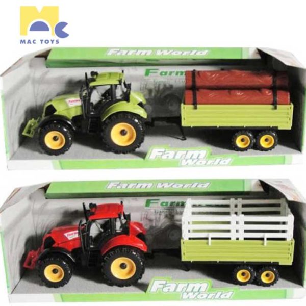 MAC TOYS Traktor zemědělský plastový s vlečkou 2 barvy